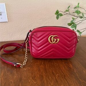 Gucci Red Chevron Crossbody Bag